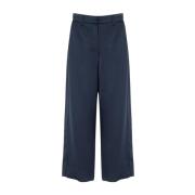 Blauwe Monza Wijde Broek met Korte Pijpen Max Mara , Blue , Dames