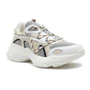 Slip-On Leren Sneakers met Inzetstukken Twinset , White , Heren