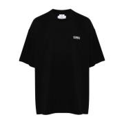 Zwart T-shirt met geborduurd logo Vetements , Black , Heren