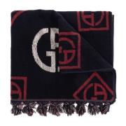 Towel with monogram Giorgio Armani , Blue , Heren