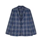 Navy geruite knoopblazer Tagliatore , Blue , Heren