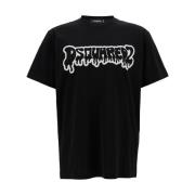 Zwart Graffiti Logo T-shirt Dsquared2 , Black , Heren