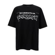 Zwarte Skater Fit T-shirts en Polos Dsquared2 , Black , Heren