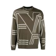 Logo Pullover met Maxi Design Emporio Armani , Green , Heren