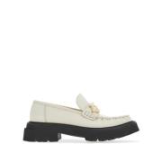 Witte Gancini-Plaque Leren Loafers Salvatore Ferragamo , White , Heren