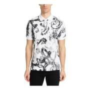 Abstract Waterverf Polo Shirt Versace Jeans Couture , White , Heren