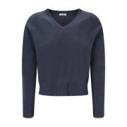 Cashmere V Neck Sweater Brunello Cucinelli , Blue , Heren