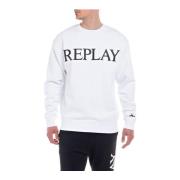 Comfortabele en stijlvolle crewneck sweatshirt Replay , White , Heren