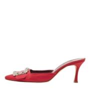 Pre-owned Fabric mules Manolo Blahnik Pre-owned , Red , Dames
