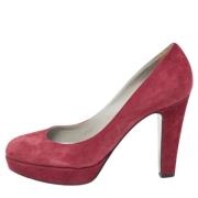 Pre-owned Suede heels Sergio Rossi Pre-owned , Red , Dames
