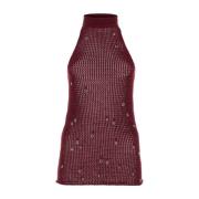 Bordeauxrode gehaakte top Durazzi Milano , Red , Dames