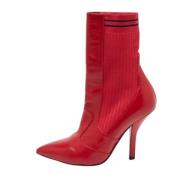 Pre-owned Leather boots Fendi Vintage , Red , Dames