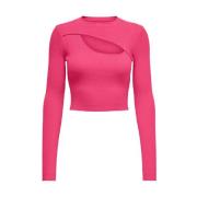 Peek-a-Boo Pullover Only , Pink , Dames