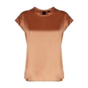 Bruine Zijden Satijnen Blouse Pinko , Brown , Dames