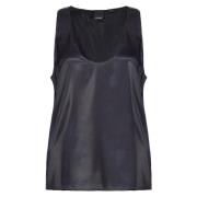 Mouwloze zijden satijnen top Pinko , Black , Dames