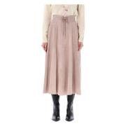 Mauve Suède Midi Rok Ralph Lauren , Pink , Dames