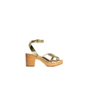 Ybiza Houten en Leren Sandalen Youyou , Yellow , Dames