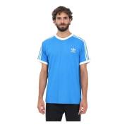 Lichtblauw Adicolor Classics 3-Stripes T-shirt voor heren Adidas Origi...