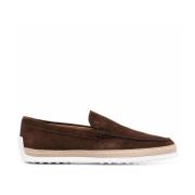 Bruine Suède Mocassin met Rubberen Hakdetail Tod's , Brown , Heren