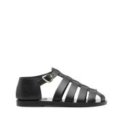 Zwarte Homeria Platte Sandaal Ancient Greek Sandals , Black , Dames