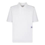 Contrasterend Jacquard Logo Polo Shirt Burberry , White , Heren
