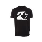 Zwart Leaf Logo T-shirt Dsquared2 , Black , Heren