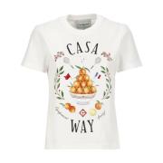 Witte Katoenen T-shirt met Logoprint Casablanca , White , Dames