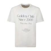 Versleten wit grafisch bedrukt T-shirt Golden Goose , White , Heren