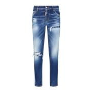 Blauwe Ripped Slim-Leg Jeans Dsquared2 , Blue , Dames