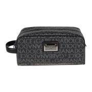 Zwarte Portemonnees met Jacquard Logo Dolce & Gabbana , Black , Heren