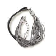 Leren en 925 zilveren armband Emanuele Bicocchi , Gray , Unisex