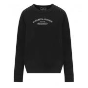 Zwart Katoenen Crewneck Sweatshirt met Logo Elisabetta Franchi , Black...