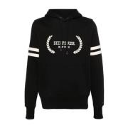 Zwarte Laurel Monotype Hoodie Tommy Hilfiger , Black , Heren