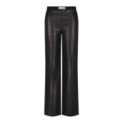 Glitter Broek met Rechte Pijpen en Middelhoge Taille Drykorn , Black ,...