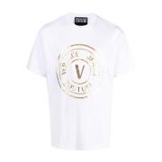 Witte T-Shirts Polos voor Heren Versace Jeans Couture , White , Heren