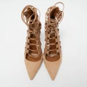 Pre-owned Leather heels Aquazzura Pre-owned , Beige , Dames