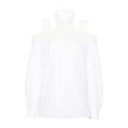 Witte Geborduurde Katoenen Overhemd Ermanno Scervino , White , Dames