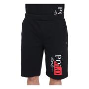 Zwarte Shorts met Rode en Witte Logo Veters Ralph Lauren , Black , Her...