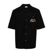 Zwarte shirts met half zeehondenlogo Alexander McQueen , Black , Heren