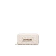 Quilted Logo Portemonnee, Ivory Love Moschino , White , Dames