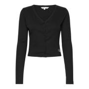Zwarte Geribbelde Cardigan met Knoopsluiting Calvin Klein Jeans , Blac...
