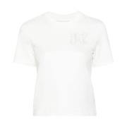Witte T-shirts en Polos met geborduurd logo Palm Angels , White , Dame...