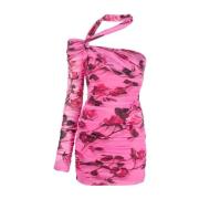 Roze Print Asymmetrische Minijurk Blumarine , Pink , Dames