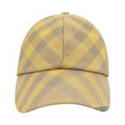 Check Print Nylon Hoed Burberry , Yellow , Dames