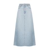 Maxi Denim Rok met Raffelige Rand Agolde , Blue , Dames