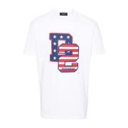 Witte Logo Print T-shirt Dsquared2 , White , Heren