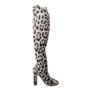 Leopard Stretch Over Knee Laarzen Dolce & Gabbana , Multicolor , Dames