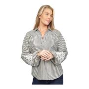 Gestreepte blouse met pofmouwen en geborduurde details 2-Biz , Multico...