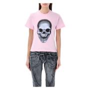 Dames T-shirt met Skull Print Ottolinger , Pink , Dames