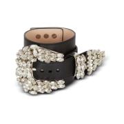 Westers leren en kristallen armband Balmain , Black , Dames